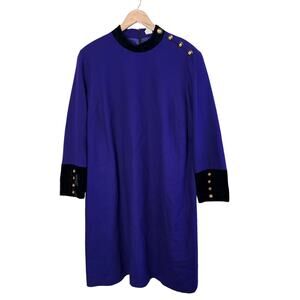 Vintage Evan Picone Sheath Dress Womens Size 16W Purple Mod Preppy 80s Glam Rock